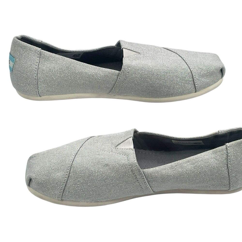 TOMS Classic Alpargata Silver Shimmer Slip On Flats Women’s Size 7 - Picture 3 of 7